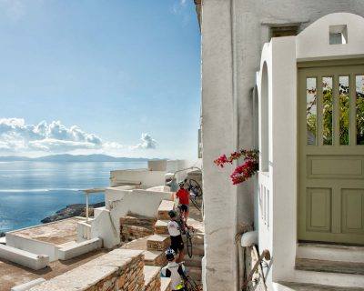 Cycling and resting in Kardiani Village - Tinos Island