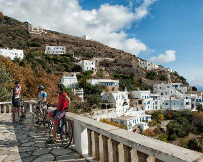 Cycling and resting in Kardiani Village - Tinos Island
