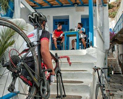Cycling and resting in Kardiani Village - Tinos Island