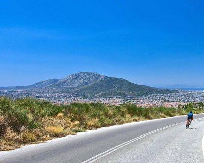 Spectacular view from road cycling in Athens - Descending mountain Penteli