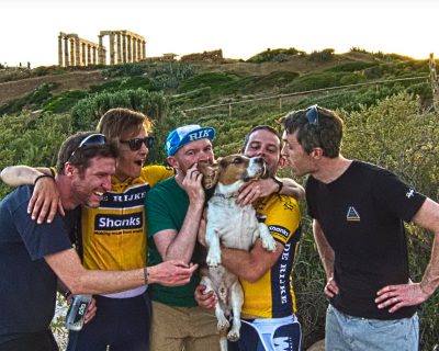 One of our rides just ended at the archaeological site of the Ancient Temple of Poseidon in Cape Sounio. It is obvious that we were attached by the love of a dog - Road Cycling in Athens by GrCycling