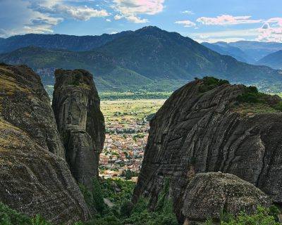 The dramatic view of Meteora during our cycling rides there