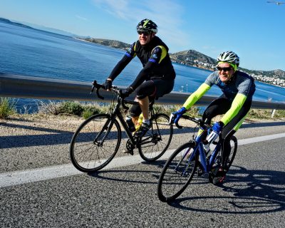 Cycling in Athens (Sounio): Me, Matthias and Frank