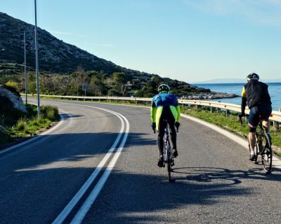 Cycling in Athens (Sounio): Me, Matthias and Frank