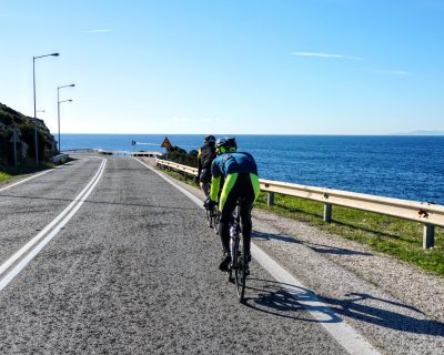 Cycling in Athens (Sounio): Me, Matthias and Frank