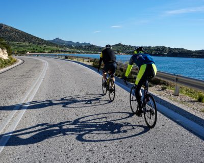 Cycling in Athens (Sounio): Me, Matthias and Frank