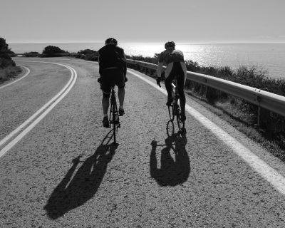 Cycling in Athens (Sounio): Me, Matthias and Frank