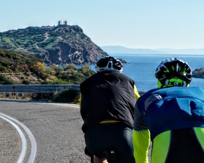 Cycling in Athens (Sounio): Me, Matthias and Frank